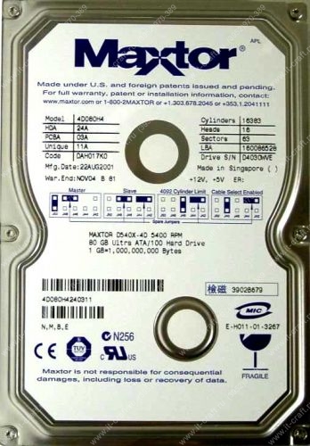 IDE HDD 40Gb Maxtor D540X-4D (4D040H2) 5400 rpm