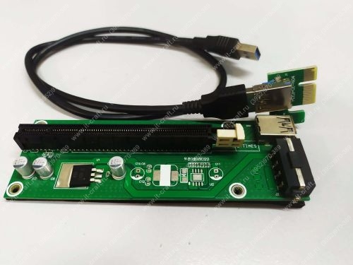 Райзер для майнинга версия 006, PCI-E 1х-16x, USB 3.0 (molex)