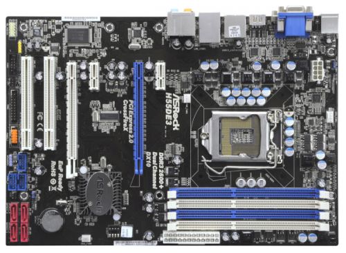 Socket 1156 ASRock H55DE3 H55 4xDDR3-2600 2xPCI-E HDMI/DVI/D-sub 8-ch 4xSATA 2xeSATA GLAN ATX