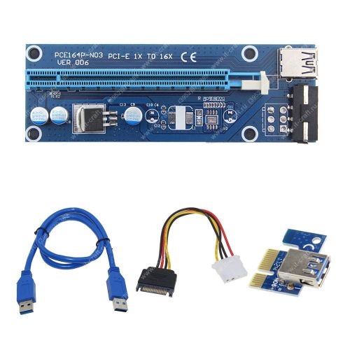 Райзер для майнинга версия 006C, PCI-E 1х-16x, USB 3.0 (6 pin)