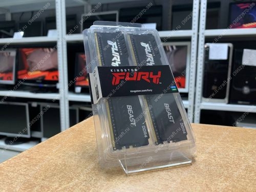 DDR4 16Gb Kingston FURY Beast Black [KF436C17BBK2/16] (НОВАЯ)