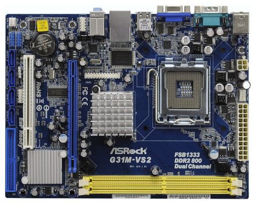 Socket 775 ASRock G31M-VS/2 G31/ICH7 2xDDR2-800 PCI-E 6ch 2xSATA IDE LAN mATX ( НЕ РАБОТАЕТ USB) 